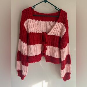 Cider Red and Pink Striped Cardigan